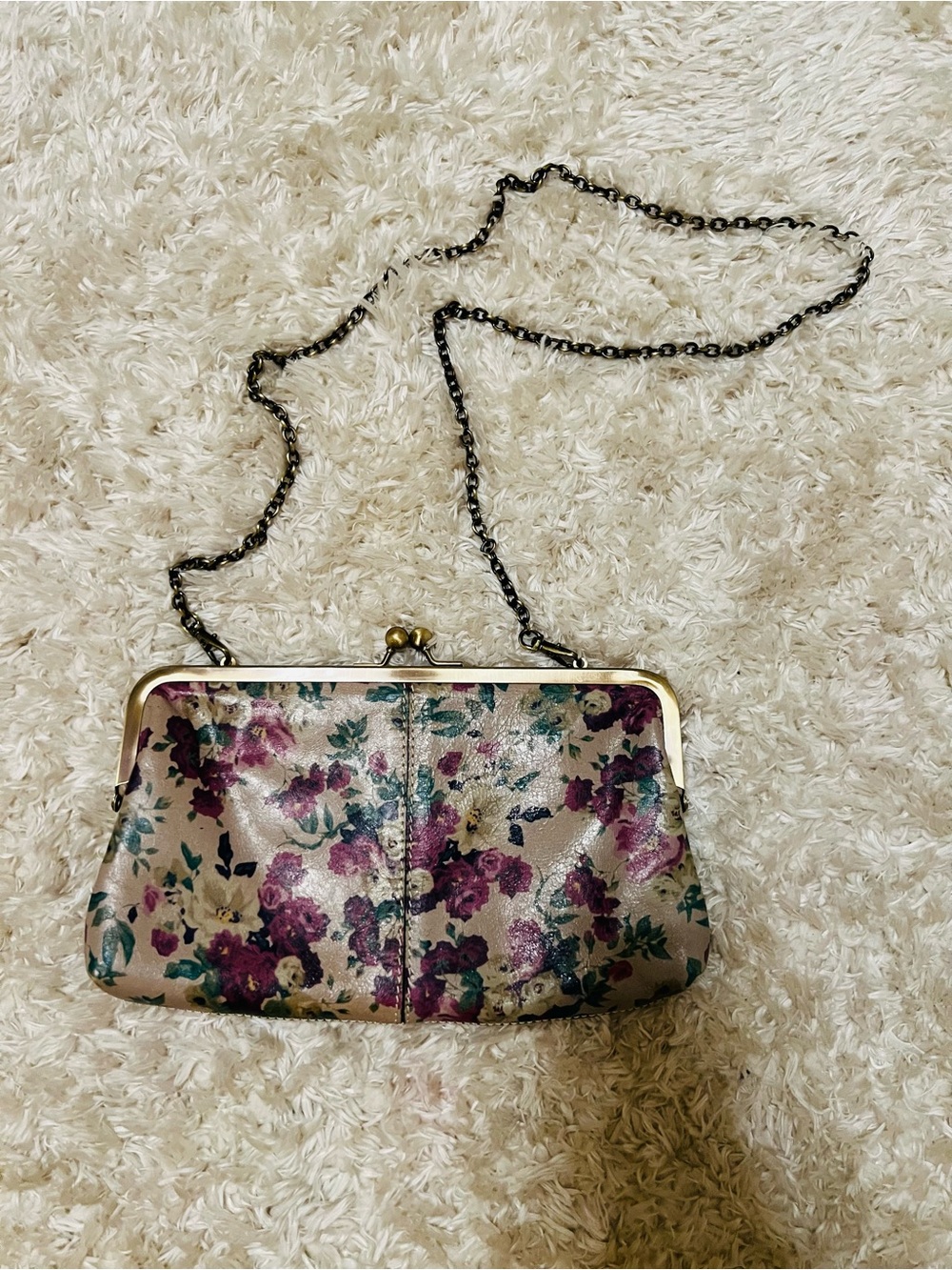 Patricia Nash Floral Metallic Kiss-Lock Clutch - Cream, Purple, Green